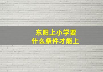 东阳上小学要什么条件才能上