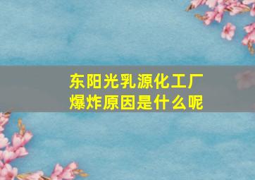 东阳光乳源化工厂爆炸原因是什么呢