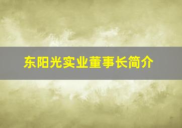 东阳光实业董事长简介