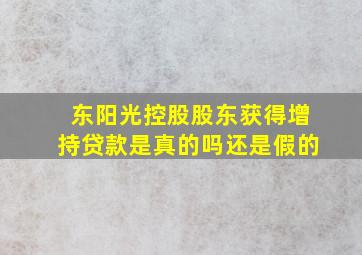 东阳光控股股东获得增持贷款是真的吗还是假的