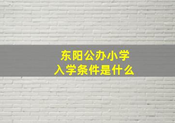 东阳公办小学入学条件是什么