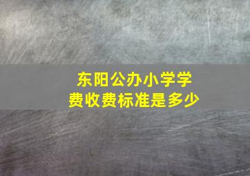 东阳公办小学学费收费标准是多少