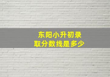 东阳小升初录取分数线是多少