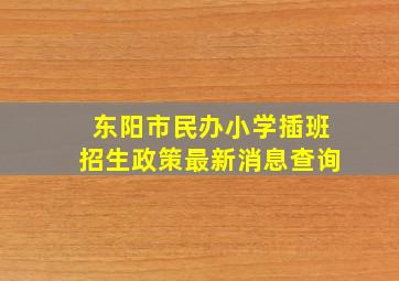 东阳市民办小学插班招生政策最新消息查询