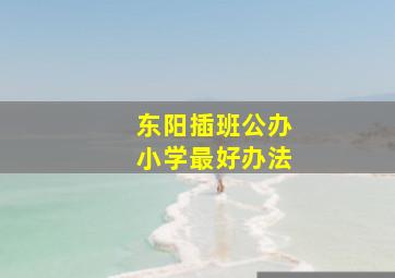 东阳插班公办小学最好办法