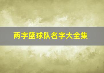 两字篮球队名字大全集