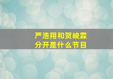 严浩翔和贺峻霖分开是什么节目