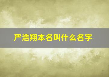 严浩翔本名叫什么名字