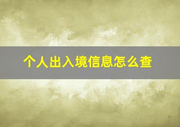 个人出入境信息怎么查