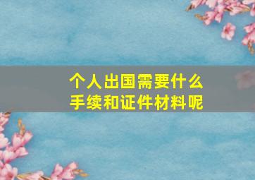 个人出国需要什么手续和证件材料呢