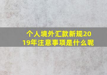 个人境外汇款新规2019年注意事项是什么呢