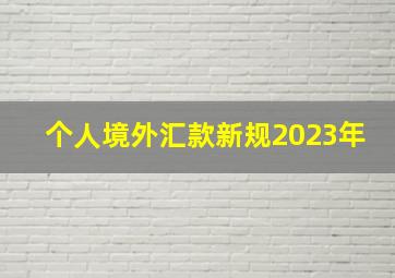 个人境外汇款新规2023年