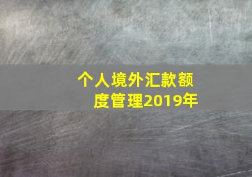 个人境外汇款额度管理2019年