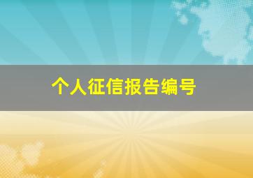 个人征信报告编号