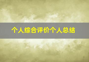 个人综合评价个人总结