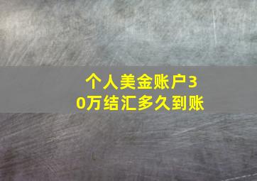 个人美金账户30万结汇多久到账