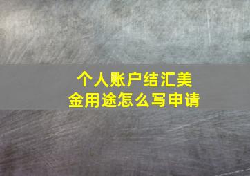 个人账户结汇美金用途怎么写申请