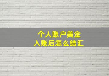 个人账户美金入账后怎么结汇