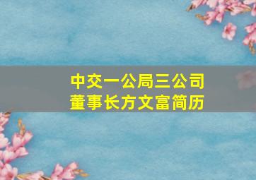 中交一公局三公司董事长方文富简历