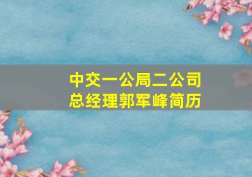 中交一公局二公司总经理郭军峰简历