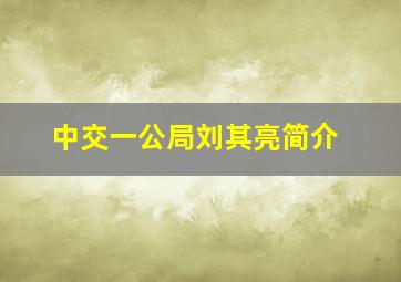 中交一公局刘其亮简介