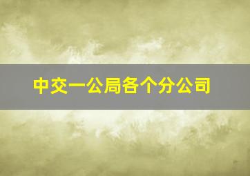 中交一公局各个分公司