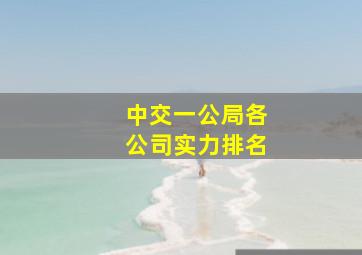 中交一公局各公司实力排名