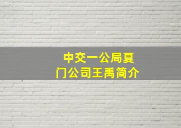 中交一公局夏门公司王禹简介