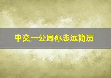 中交一公局孙志远简历