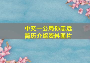 中交一公局孙志远简历介绍资料图片