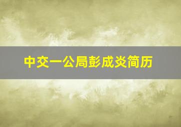 中交一公局彭成炎简历