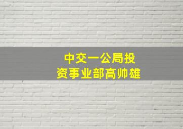 中交一公局投资事业部高帅雄