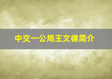 中交一公局王文德简介