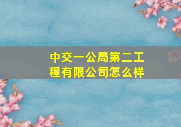 中交一公局第二工程有限公司怎么样