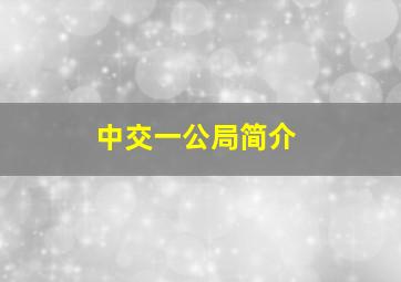 中交一公局简介