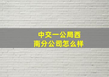 中交一公局西南分公司怎么样