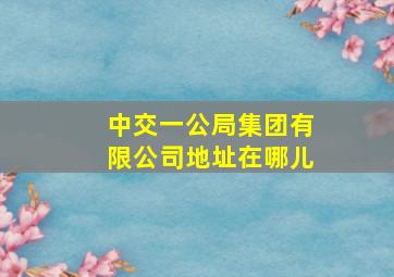 中交一公局集团有限公司地址在哪儿