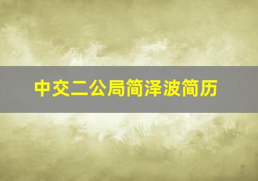 中交二公局简泽波简历