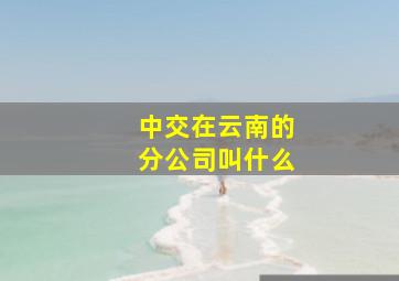 中交在云南的分公司叫什么