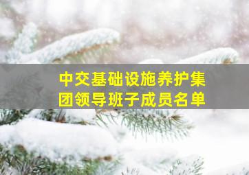 中交基础设施养护集团领导班子成员名单