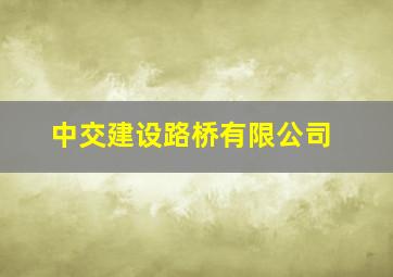 中交建设路桥有限公司