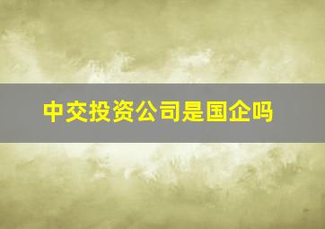 中交投资公司是国企吗