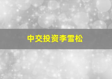 中交投资李雪松