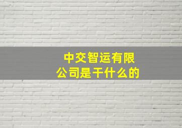 中交智运有限公司是干什么的