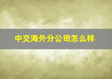 中交海外分公司怎么样