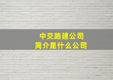 中交路建公司简介是什么公司