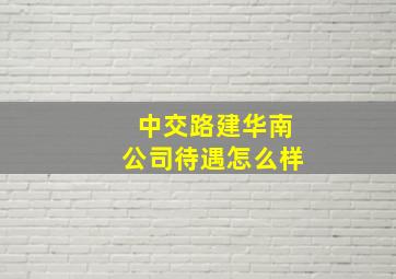 中交路建华南公司待遇怎么样