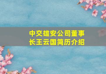 中交雄安公司董事长王云国简历介绍