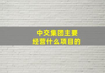 中交集团主要经营什么项目的