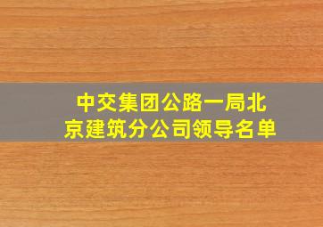 中交集团公路一局北京建筑分公司领导名单